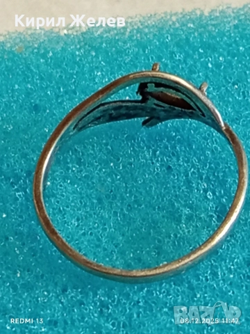 Винтидж сребърен пръстен с паднал камък майсторска ръчна изработка 39963, снимка 7 - Пръстени - 52687662