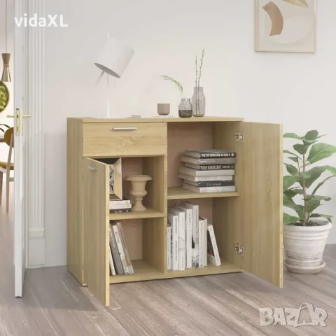 vidaXL Бюфет, дъб сонома, 80x36x75 см, инженерно дърво, снимка 3 - Бюфети - 56147840