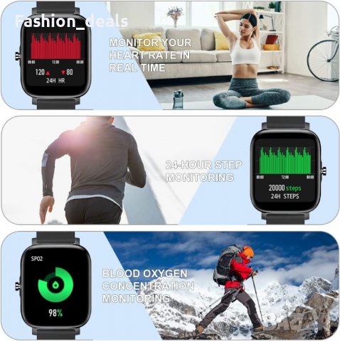 Нов черен Смарт часовник Фитнес гривна Тракер на активност, сън, снимка 6 - Смарт гривни - 39937600