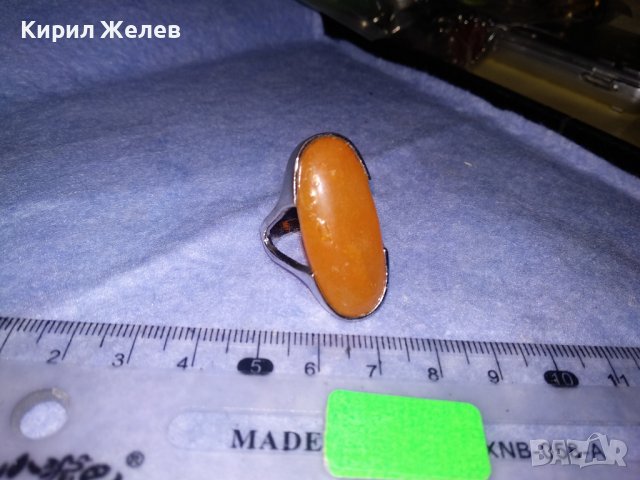 СТАР СРЕБРИСТ МЕДЕН ВИНТИДЖ ПРЪСТЕН с КАТАЛИН 36615, снимка 5 - Пръстени - 39747689