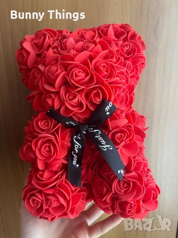 Мече от рози в кутия/Подарък за жена/ Подарък за Свети Валентин/Подарък за рожден ден/Деня на жената, снимка 4 - Подаръци за жени - 53407501