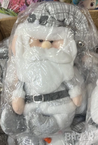 Плюшена играчка Дядо Коледа – седяща коледна декорация в сив или розов вариант, снимка 2 - Други стоки за дома - 52134218