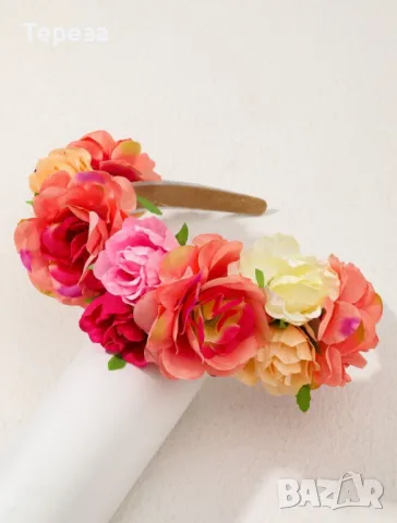 🆕 Голяма диадема с цветя, снимка 2 - Аксесоари за коса - 49709985