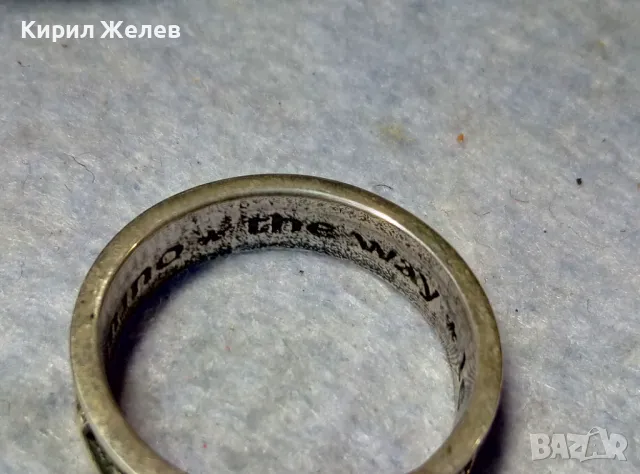 ЕЛ КАМИНО ПЪТЯТ Към САНТЯГО РИМОКАТОЛИЧЕСКИ СРЕБЪРЕН ПРЪСТЕН ЛАКИРАНО СРЕБРО 925 АРТ ИЗРАБОТКА 48886, снимка 5 - Антикварни и старинни предмети - 49913134