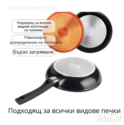 Комплект 3 бр. индукционни тигани Cheffinger с подвижни дръжки, снимка 3 - Съдове за готвене - 56132415