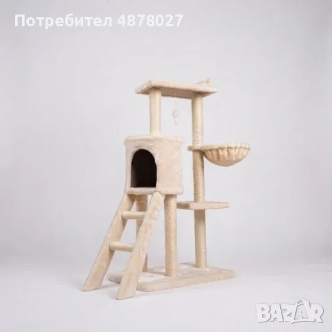 Луксозна драскалка за котка с хамак, стълба и легло – 138 см, снимка 4 - За котки - 55935416