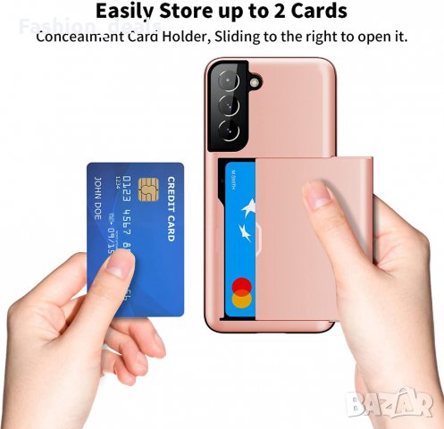  Нов Удароустойчив калъф за телефон с джоб за карти Samsung S22+ Самсунг
