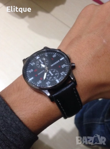 Спортно-елегантен мъжки часовник с к. каишка и кварцов механизъм  , снимка 3 - Мъжки - 52819458
