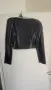 Черна кожена блуза с дълъг ръкав и деколте, снимка 3