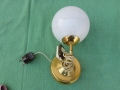 Стара стенна лампа месинг и стъкло, снимка 2