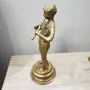 Стара месингова фигура на момче свирещо на флейта, снимка 5