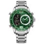 Мъжки часовник Naviforce, Неръждаема стомана, Хронограф, Зелен / Сребрист