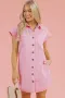 Дамска розова дънкова рокля тип риза, снимка 5