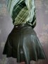 Maelie -S-Сладурска  кожена къса поличка  в масленозелено, снимка 4