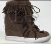 Велурени боти на платформа с ресни, снимка 1