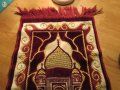 Старинно турско малко килимче, ковьор за стена с  турска джамия и полумесец, снимка 3