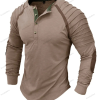 Нова мъжка спортна тениска с яка и дълги ръкави Henry, 2цвята , снимка 2 - Тениски - 44623596