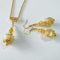 Уникално красив комплект бижута с камъни Котешко око и разкошни орнаменти в цвят злато , снимка 4 - Бижутерийни комплекти - 35925197