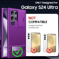Калъф Vizvera за Samsung GalaxyS24 Ultra с поставка, плъзгащ се капак на камерата 6,8"-матово лилаво, снимка 10 - Калъфи, кейсове - 44375657