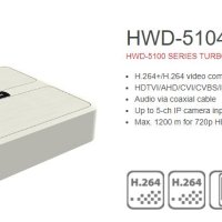 DVR Видеорекордер HikVision HWD-5104(S) 4+1 Канала HD-CVI/HD-AHD/HD-TVI/CVBS/IP +Зарядно за 4 Камери, снимка 1 - Комплекти за видеонаблюдение - 41502082