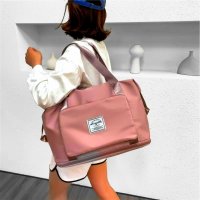 Сгъваема чанта, мини портфейл, пътническа чанта, за спорт, път или пазар, праскова- оранж, снимка 1 - Чанти - 40202663