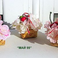 Мини кошничка с цъфнал пролетен клон, снимка 2 - Подаръци за жени - 44443824