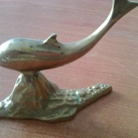 Фигура на месингов делфин, снимка 1 - Други ценни предмети - 35706856