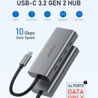 PULWTOP 4X 10Gbps USB-C хъб за лаптоп/USB-C мъжки към 4*USB-C 3.2 gen женски, снимка 2 - Лаптоп аксесоари - 41210365