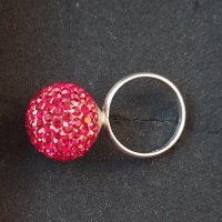 Сребърен пръстен проба 925 / червена топка с кристали "Swarovski" , снимка 7 - Пръстени - 26293568