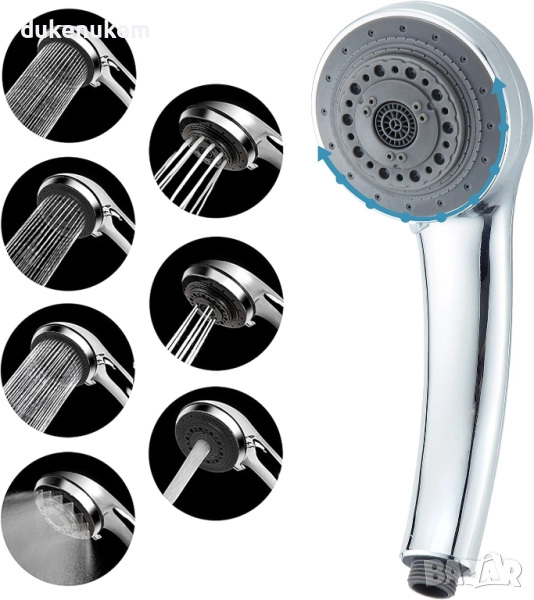 Душ слушалка с високо налягане и хромирано покритие, 7 режима, снимка 1