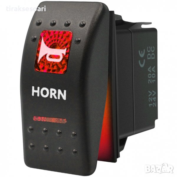 Копче Бутон За Вграждане За Тромба Клаксон 12-24V Надпис "HORN", снимка 1
