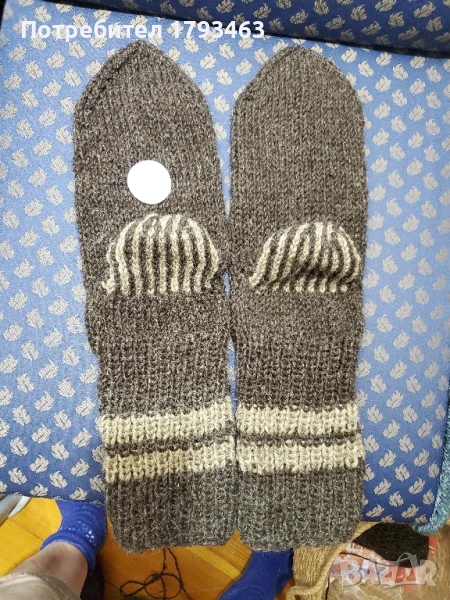 Ръчно плетени мъжки чорапи от вълна' размер 46, снимка 1