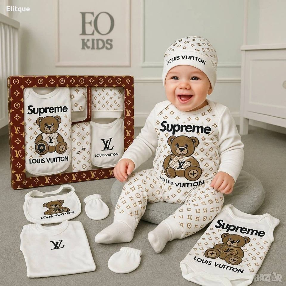 комплекти за новородени Louis Vuitton emporio armani Calvin Klein Balenciaga Philip plein adidas, снимка 1