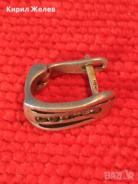 СТАРА СКЪПОЦЕННА СРЕБЪРНА ОБЕЦА СРЕБРО 925 с АНГЛИЙСКА ЗАКОПЧАЛКА и ФАСЕТИРАНИ ЦИРКОНИ 38684, снимка 1