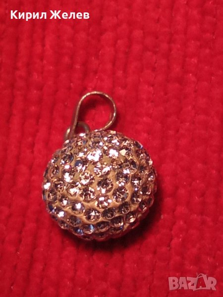 НЕЖЕН СРЕБЪРЕН МЕДАЛЬОН ТОПЧЕ с БЯЛ ЕМАЙЛ и ФАСЕТИРАНИ КРИСТАЛЧЕТА 36406, снимка 1