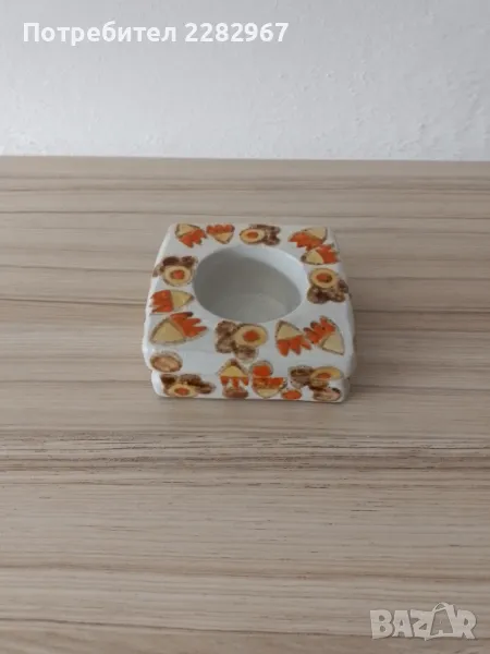 Поставка за свещ - бял, геометрични форми, снимка 1