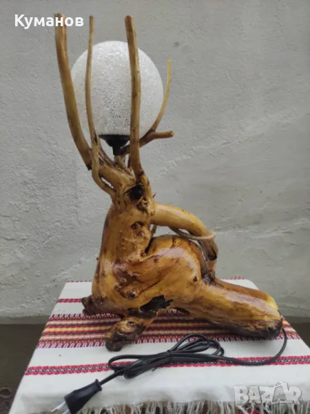 Дървена настолна лампа, снимка 1