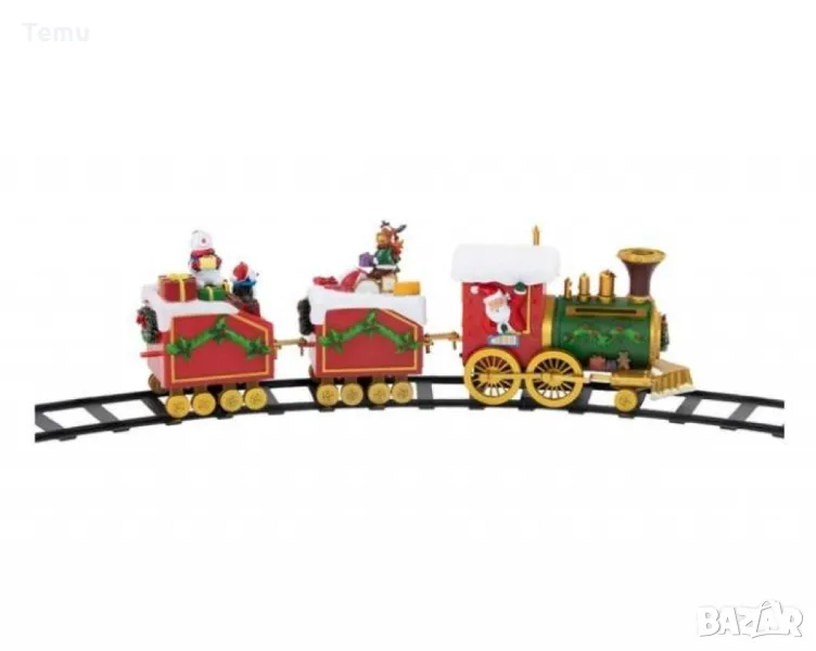 Светещо и музикално коледно влакче с релси, снимка 1