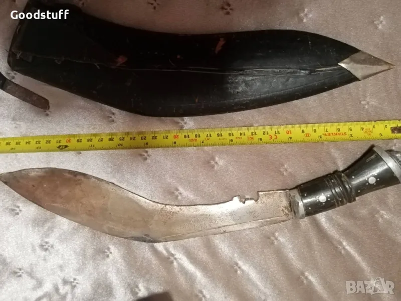 Стар нож, голям военен, боен Кукри, Непал, кост, кания,

, снимка 1