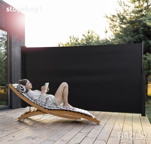 Прибираща се странична тента - черна 160 х 300 см, снимка 1