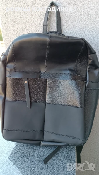 Дамска черна раница естествена кожа Nickels, снимка 1