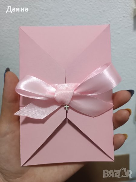 Ръчно изработен плик с панделка и кръстче , снимка 1