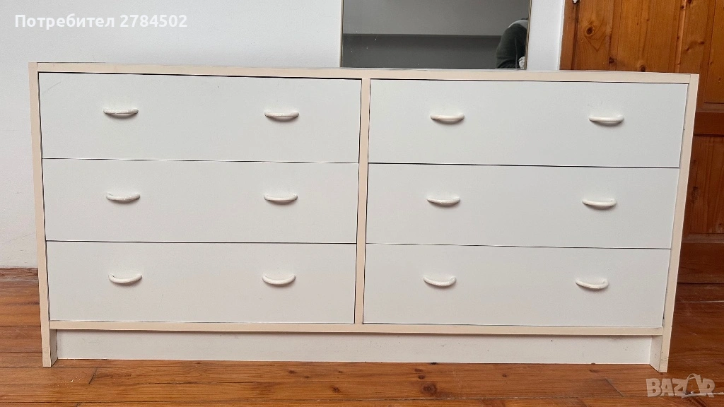 Бял скрин с 6 чекмеджета 140-70-46 см, снимка 1