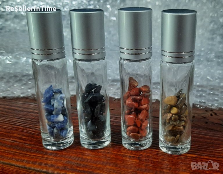 Ликвидация: стъклено шише рол он с естествени камъни, 10 мл, снимка 1