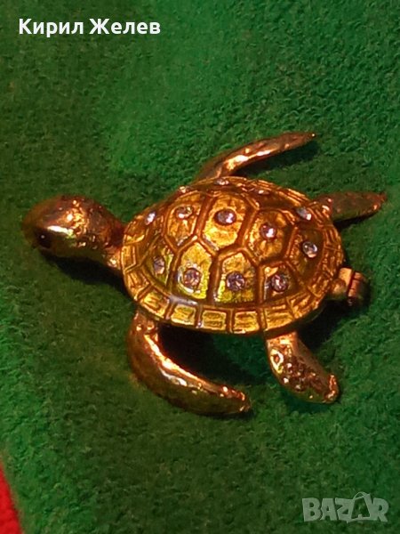 МАЛКА ПОЗЛАТЕНА БРОНЗОВА КОСТЕНУРКА ЕМАЙЛИРАНА с ЦИРКОНИ МИНИ - КУТИЙКА БИЖУ за ДЕКОРАЦИЯ 23381, снимка 1