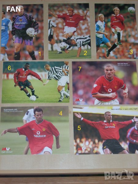 Оригинални картички на Райън Гигс, Петер Шмайхел, Рой Кийн, Пол Скоулс от Манчестър Юнайтед 1996/97, снимка 1
