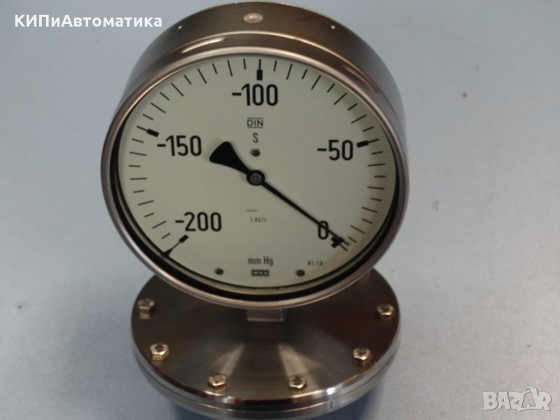 Манометър мембранен WIKA Ф 160, 0/-200 mmHg, снимка 1