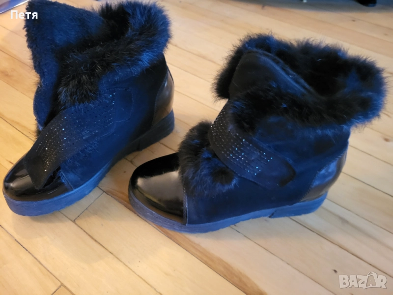 боти черни с дълъг естествен косъм, снимка 1