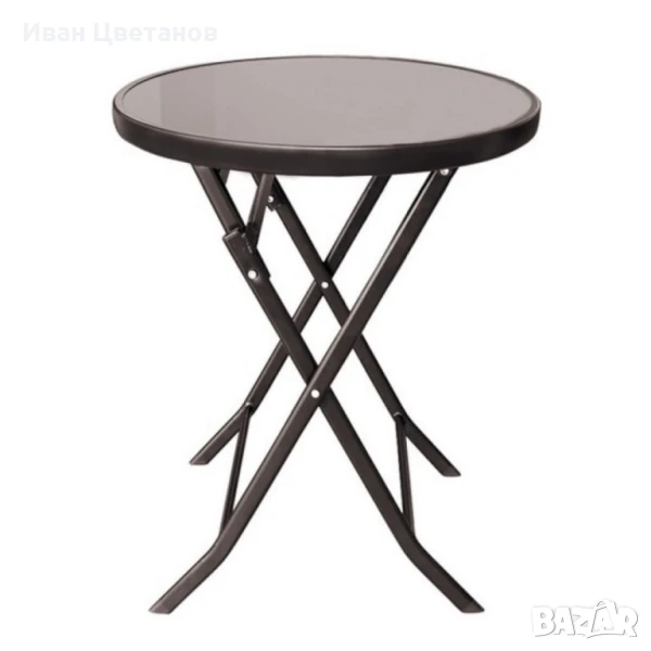 Маса Muhler D60xH74cm, сгъваема, стъклен плот, снимка 1