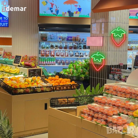 WIOSOUL LED Неонова табела с форма на ягода, 18,5x25 см, батерии или USB, снимка 8 - Лед осветление - 51189124